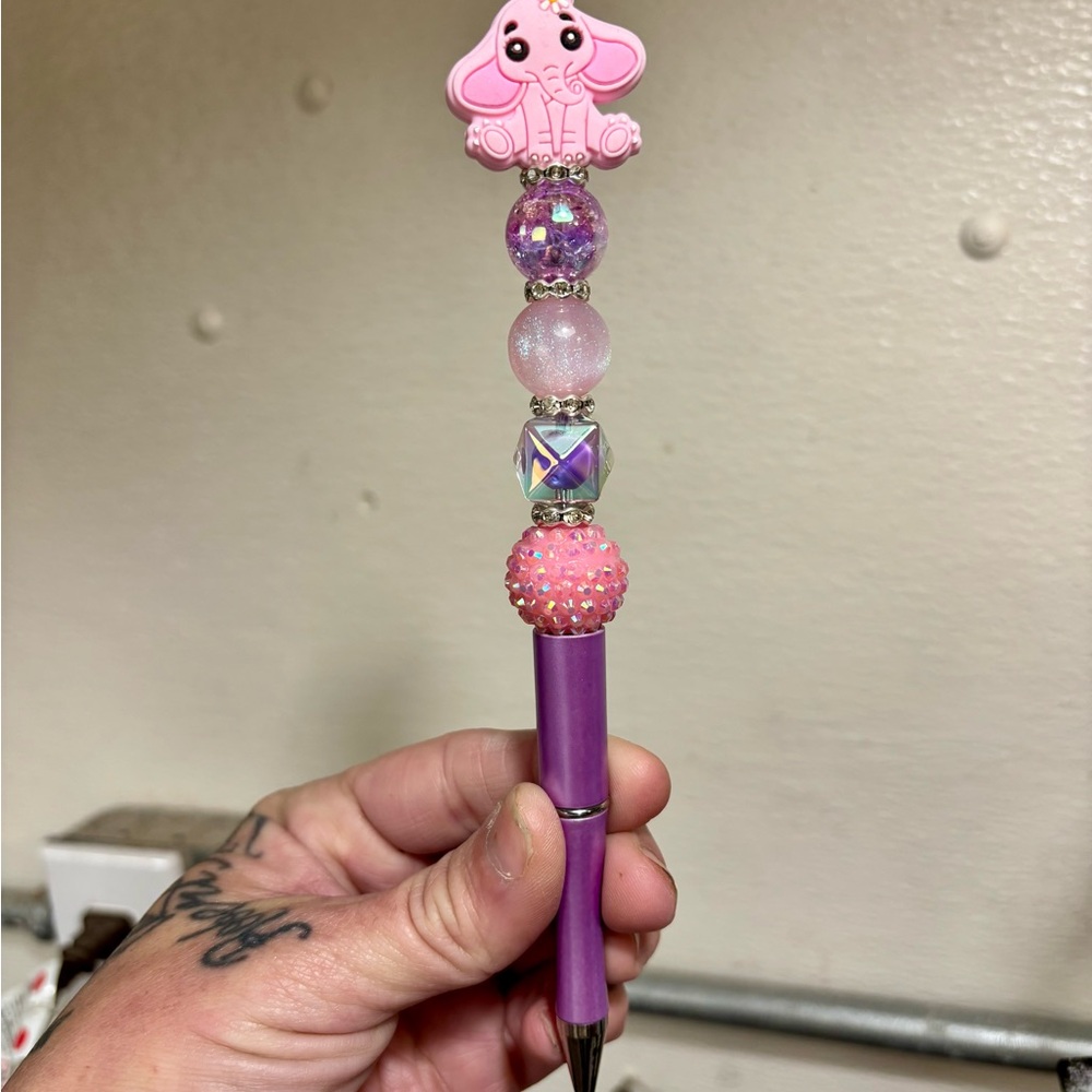 Purple Elephant Beaded Pen